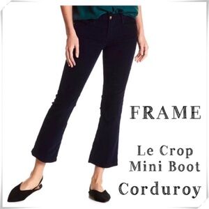 Frame Denim Corduroy Le Crop Mini Boot Pants Navy Blue
